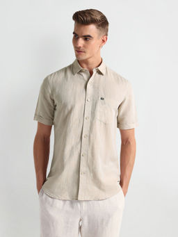 Arrow Sports - Beige Short Sleeve Linen Shirt