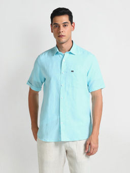 Arrow Sports - Blue Solid Linen Shirt
