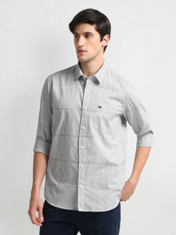 Arrow Sports - Grey Windowpane Checks Cotton Twill Shirt