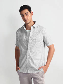 Arrow Sports - Grey Micro Checks Cotton Shirt