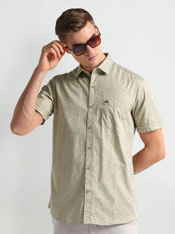 Arrow Sports - Green Printed Twill Shirt