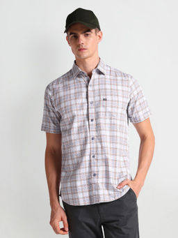 Arrow Sports - Off White Tartan Checks Twill Shirt