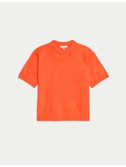 Marks & Spencer - Orange Air-Yarn Crew Neck Knitted T-Shirt