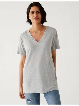 Marks & Spencer - Grey Relaxed Longline T-Shirt