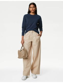 Marks & Spencer - Navy Blue The Cotton Rich Crew Neck Sweatshirt