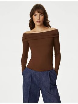 Marks & Spencer - Brown Jersey Bardot Top