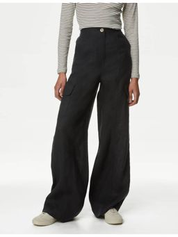 Marks & Spencer - Black Pure Linen Cargo Trousers