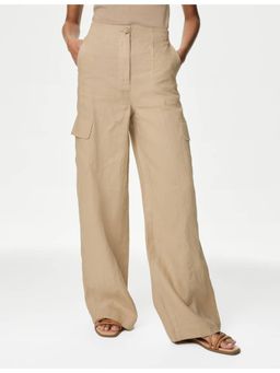 Marks & Spencer - Beige Pure Linen Cargo Trousers
