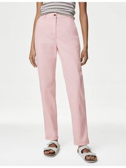Marks & Spencer - Pink Cotton Rich Tea Dyed Slim Fit Trouser