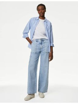Marks & Spencer - Blue Relaxed High Waisted Carpenter Wide Leg Jeans