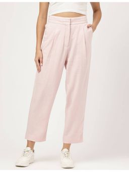 Marks & Spencer - Pink Linen Blend Plain Hook and Eye Trouser