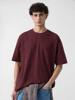 The Souled Store - Originals Solids Cabernet Burgundy Oversized T-shirt