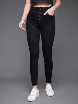Miss Chase - Women Black Skinny High Rise Cropped Stretchable Denim Jeans