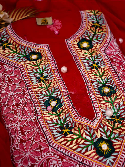 green emerald velvet dress Pure Organza light brown colorful Flamingo embroidery Dress material  Neel  Creations By Saanvi