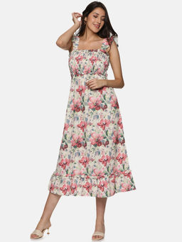 IS.U - Women Multi-Color Floral Midi Dress
