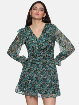 IS.U - Women Green Floral Mini Dress