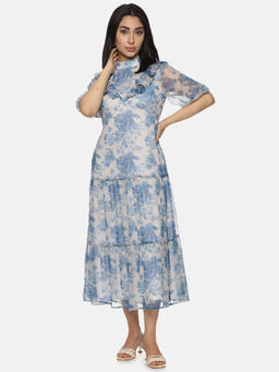 IS.U - Women Blue Floral Midi Dress