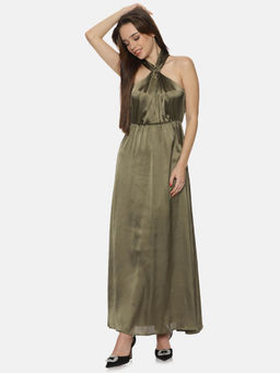 IS.U - Women Olive Solid Maxi Dress