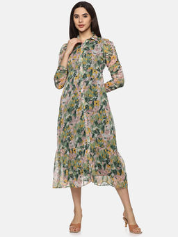 IS.U - Women Multi-Color Floral Midi Dress