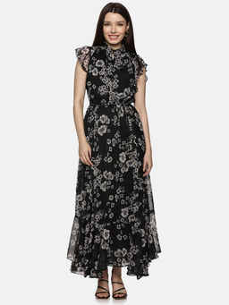 IS.U - Women Black Floral Maxi Dress