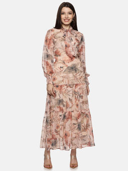IS.U - Women Peach Floral Maxi Dress