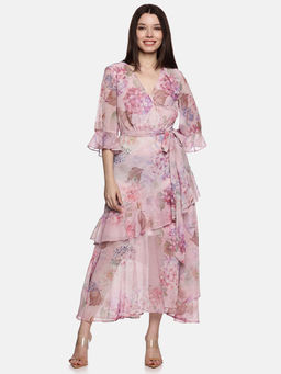 IS.U - Women Lavender Floral Maxi Dress with Belt