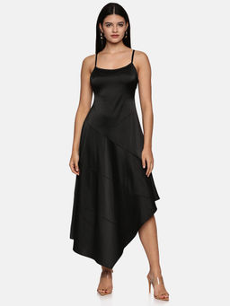 IS.U - Women Black Solid Midi Dress