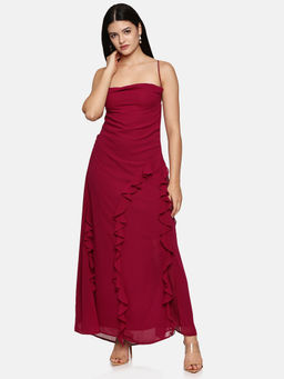 IS.U - Women Magenta Solid Maxi Dress
