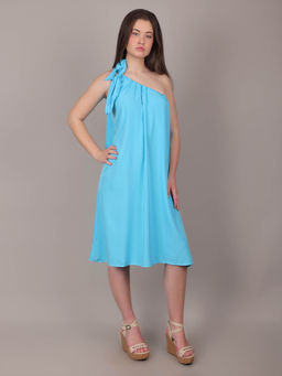 IKI CHIC - Women Blue Solid Knee Length Dress