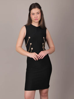 IKI CHIC - Women Black Embellished Mini Dress