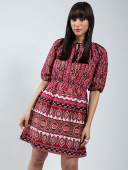 Sera - Women Pink Printed Mini Dress