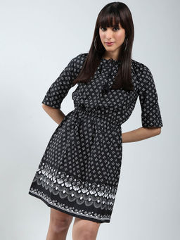 Sera - Women Black Printed Mini Dress