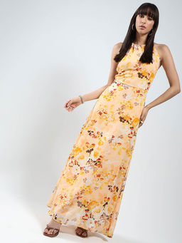 Sera - Women Yellow Floral Maxi Dress