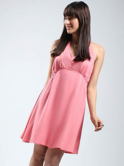 Sera - Women Pink Solid Mini Dress