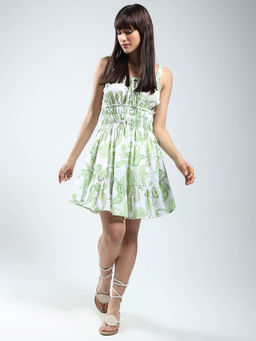 Sera - Women Green Printed Mini Dress