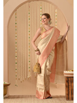 THE WEAVERS SHOP BY RAAVI - Pure Banarasi Silk Handloom Saree with Unstitched Blouse