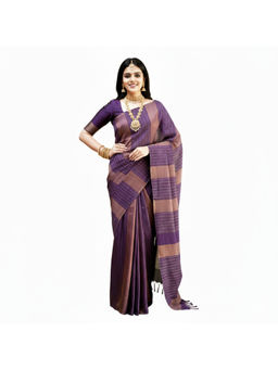 THE WEAVERS SHOP BY RAAVI - Art Silk Banarasi Purple Saree with Unstitched Blouse