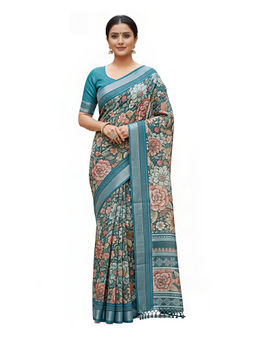 THE WEAVERS SHOP BY RAAVI - Cotton Silk Saree with Unstitched Blouse