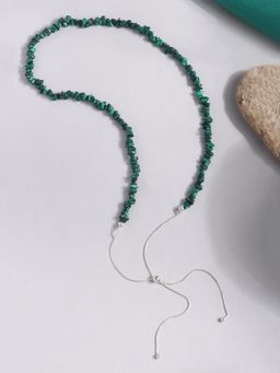 Ornate Jewels - 925 Silver Green Malachite Chips Beads Adjustable Bolo Necklace for Women & Girls