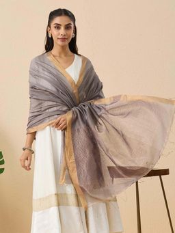 Fabindia - Grey Cotton Silk Blend Dupatta