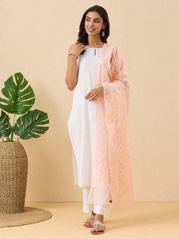 Fabindia - Coral Cotton Silk Chikankari Dupatta