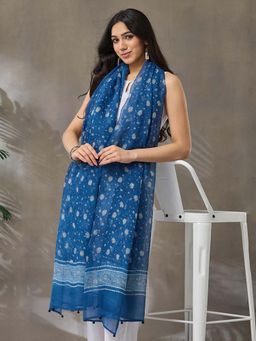 Fabindia - Indigo Cotton Silk Dabu Printed Dupatta