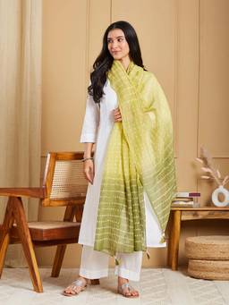 Fabindia - Green Cotton Silk Bandhani Dupatta