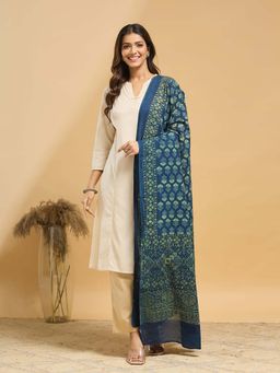 Fabindia - Indigo Cotton Ajrakh Printed Dupatta