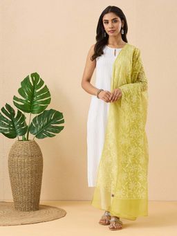 Fabindia - Green Cotton Silk Blend Dupatta