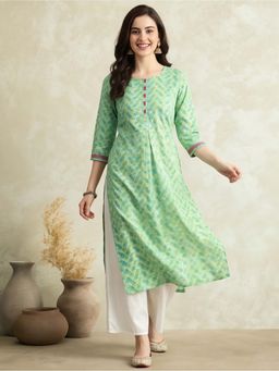 Jaipur Kurti - Women Print Pure Cotton Straight Kurta
