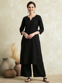 Jaipur Kurti - Woven Design Straight Pure Cotton Kurta