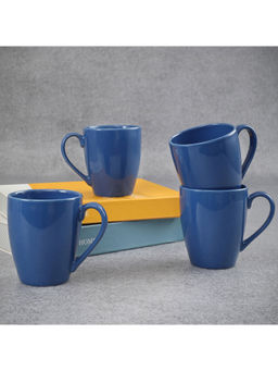 HomeTown - Palette Ceramic Coffee Mug 414 Ml Set Of 4 In Navy Blue Colour