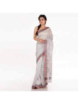 Boveee - Women Grey Silk Woven Saree Without Blouse