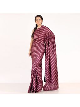 Boveee - Women Wine Silk Woven Saree Without Blouse